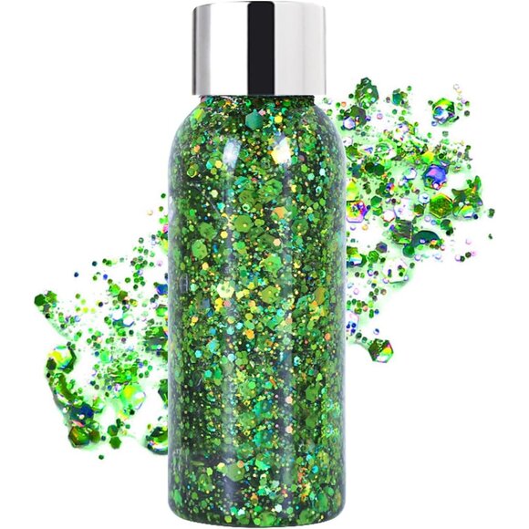 Body Glitter Gel Face and Body Makeup Liquid Long Lasting Green Mermaid Scales - Picture 1 of 7